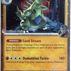SV Destined Rivals 096/182 Team Rocket's Tyranitar (Cosmo Holo Pokemon Center Stamp)