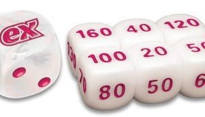 White Flare White w/ Red Die & Small White w/ Red Dice (6)
