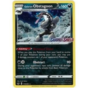 Sword & Shield (Base) 119/202 Galarian Obstagoon (Cosmo Holo w/ Logo)
