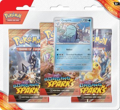 Scarlet and Violet Surging Sparks 3 Pack Blister Quagsire