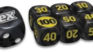 Pitch Black Clear Black w/ White Die & Small Black w/ Yellow Dice (6)