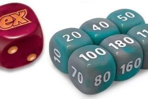 Obsidian Flames Red Die w/ Grey & Turquoise (small) Dice
