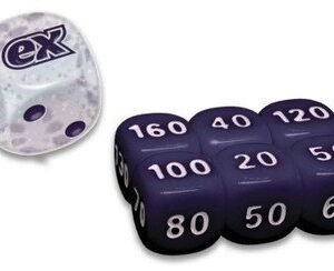 SV Paldean Fates Elite Trainer Clear w/ Sparkles Die & Purple & White (small) Dice